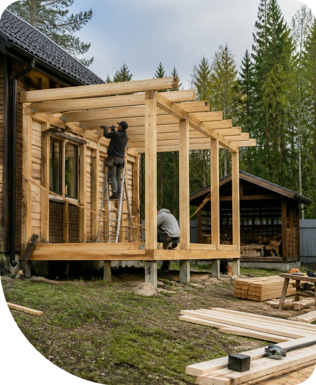 Строительство пристроек и построек на участке в Юрге
