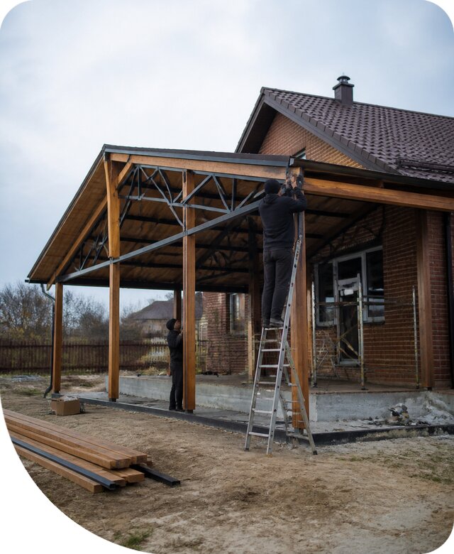 Пристройка навеса к дому и участку в Юрге под ключ